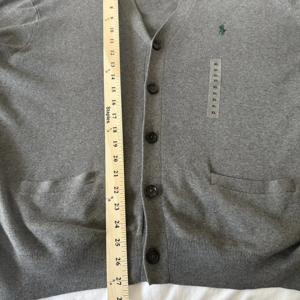 NWT Polo Ralph Lauren Mens the Pima Cotton Sweater XL Grey Button Up Pony Logo